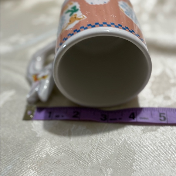 Vintage Charming Sheep and Rabbit Mug - Orange and White - Picture 7 of 7